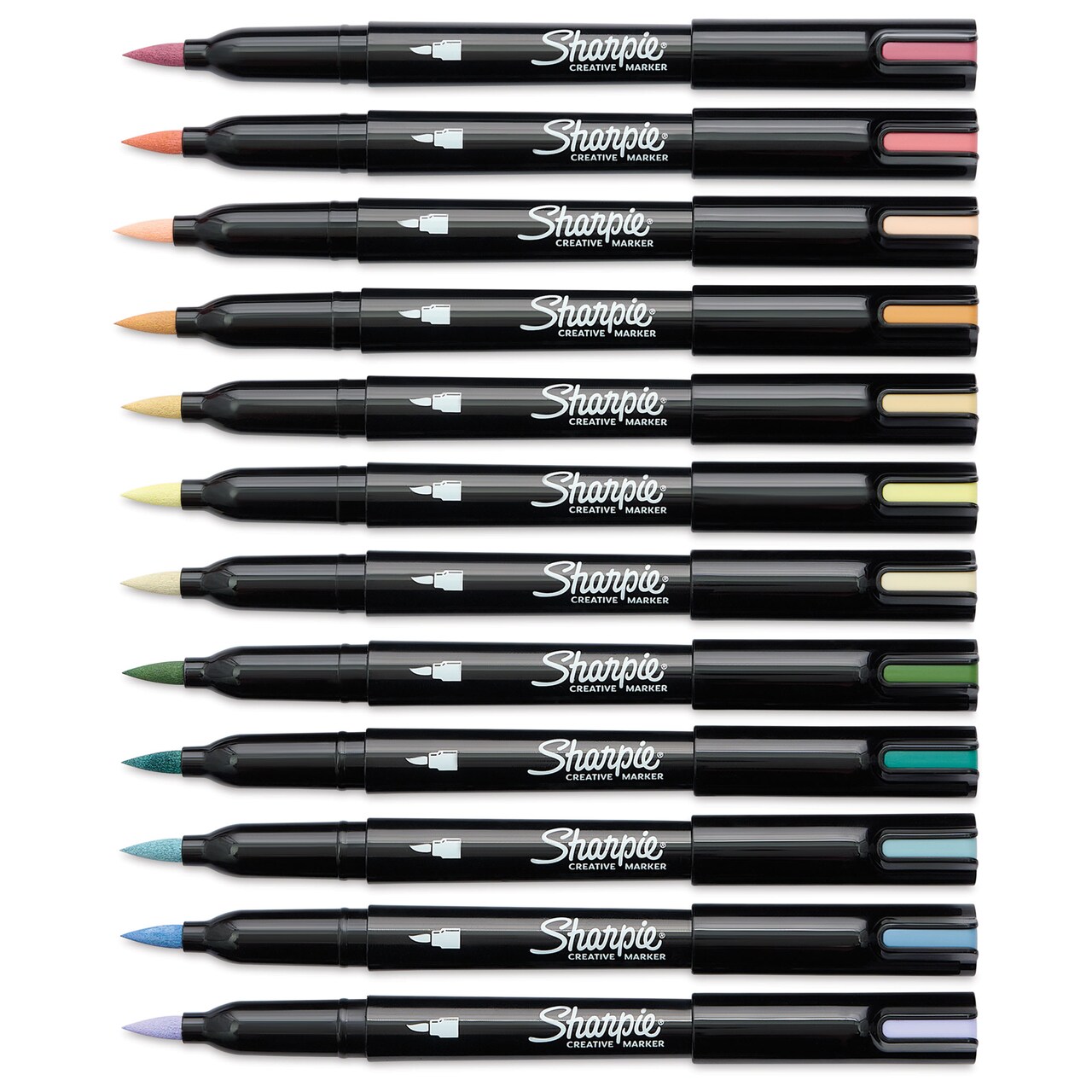 Sharpie Creative Acrylic Markers - Set of 12, Warm Tones, Brush Tip